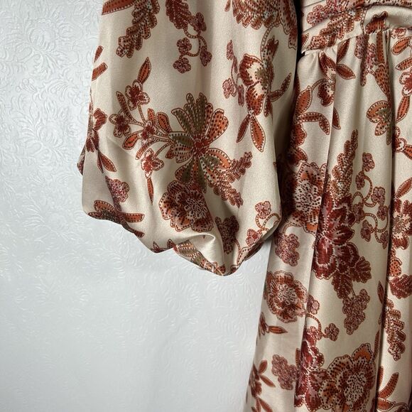 Misa Los Angeles Kara Dress Falling Floral Satin Mini Dress Sz S Ruched Cut-Out - Picture 13 of 16